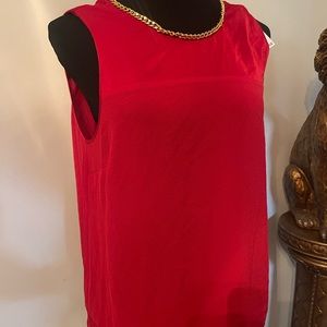 Michael Kors Women's Chain-Neckline Red blouse Sz: Large.